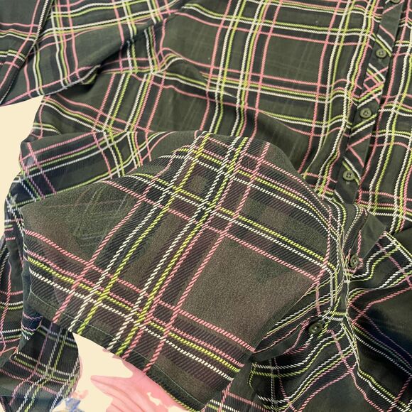 90s/Y2K sheer green blouse by Roamans, size 30W vintage patterned top/shirt - Picture 3 of 7